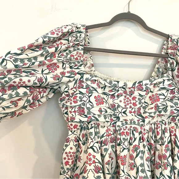 Abercrombie & Fitch Emerson Poplin Puff Sleeve Square Neck Floral Mini Dress - Picture 3 of 6